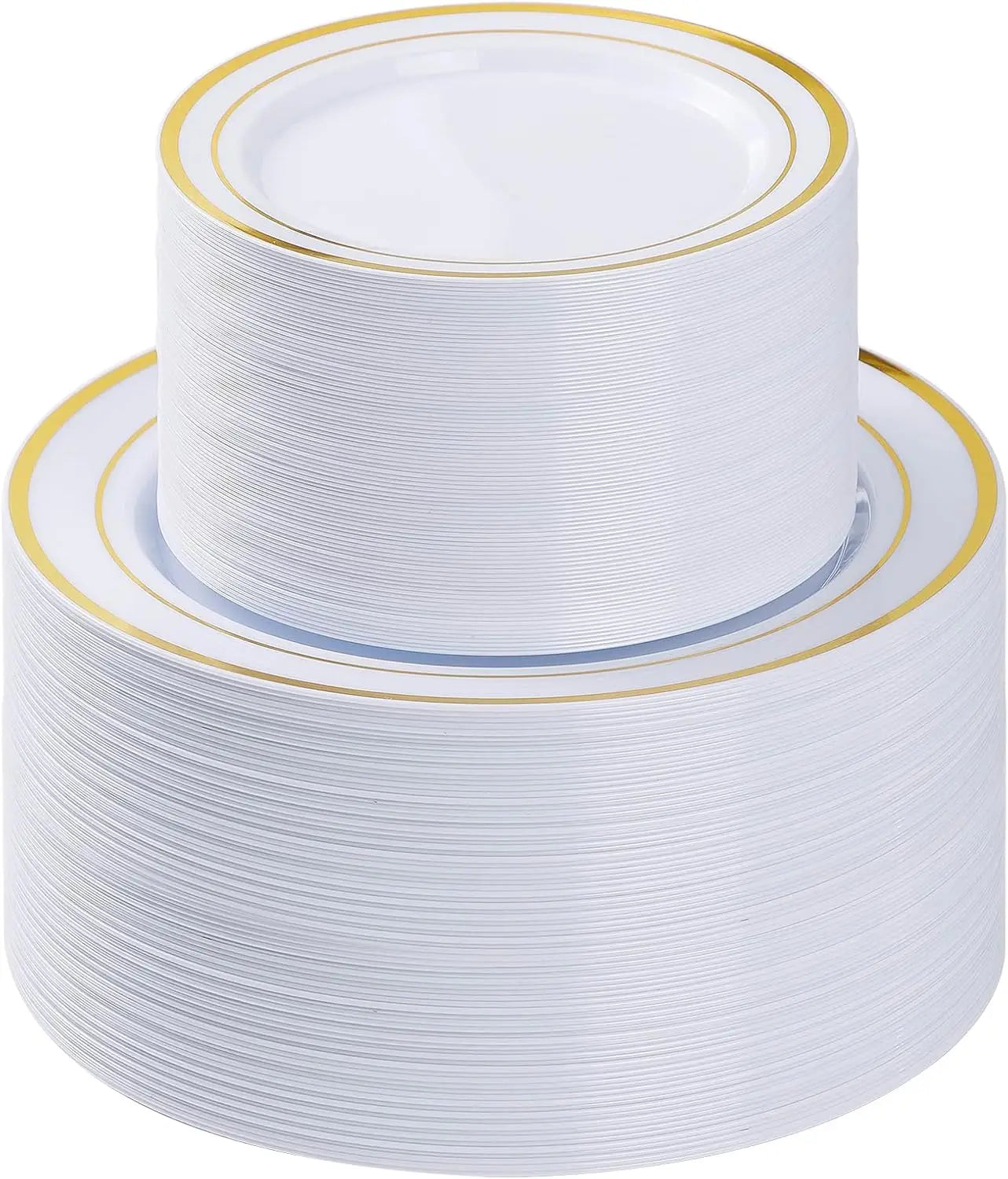Gold Disposable Party Plates Set 200 Pcs 100 Dinner And 100 Dessert For Weddings