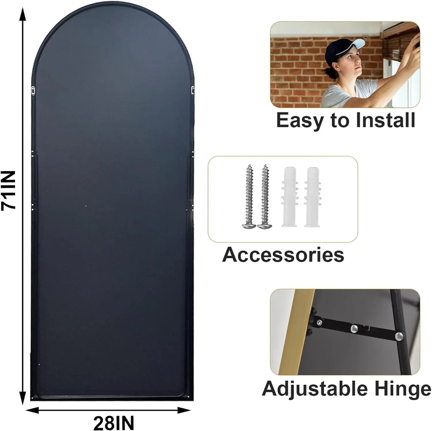 26x71 Inch Aluminum Frame Full Length Floor Mirror For Bedroom And Living Room