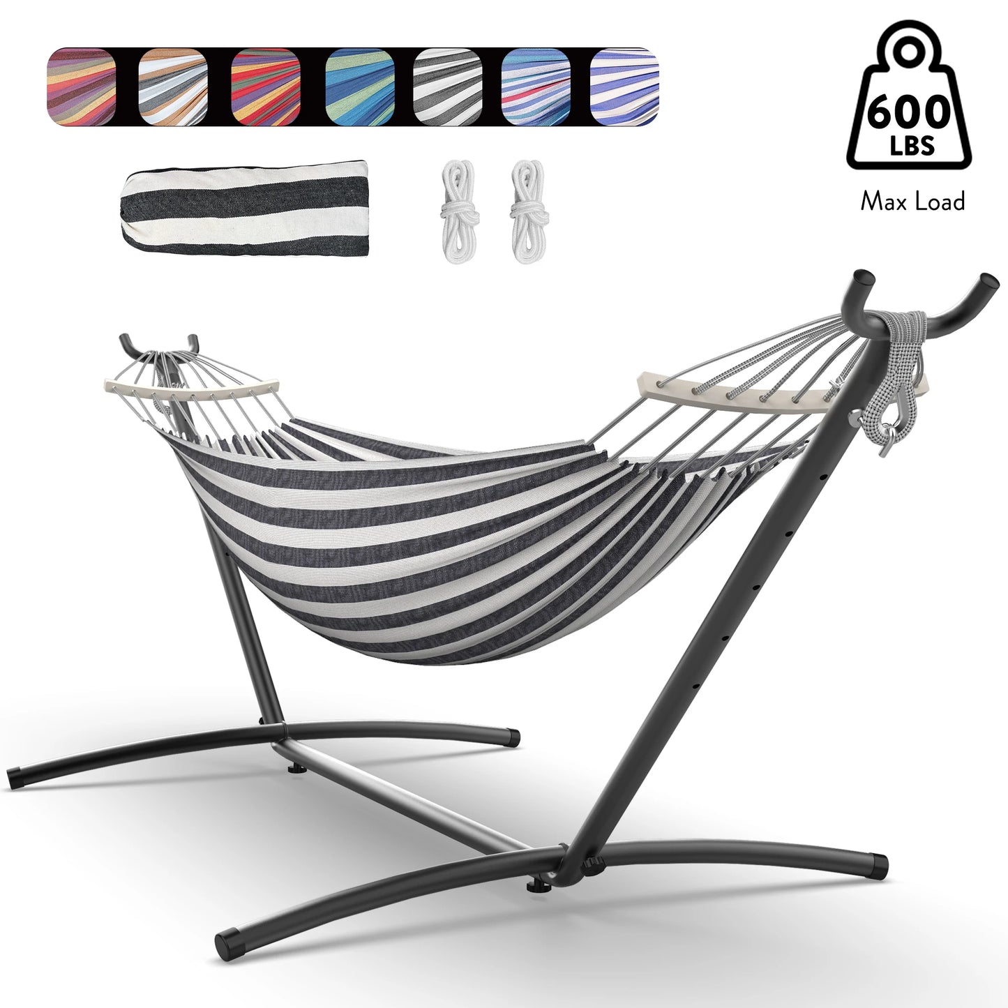 Gyroor Hammock With Adjustable Stand And Storage Bag 600 Pound Capacity