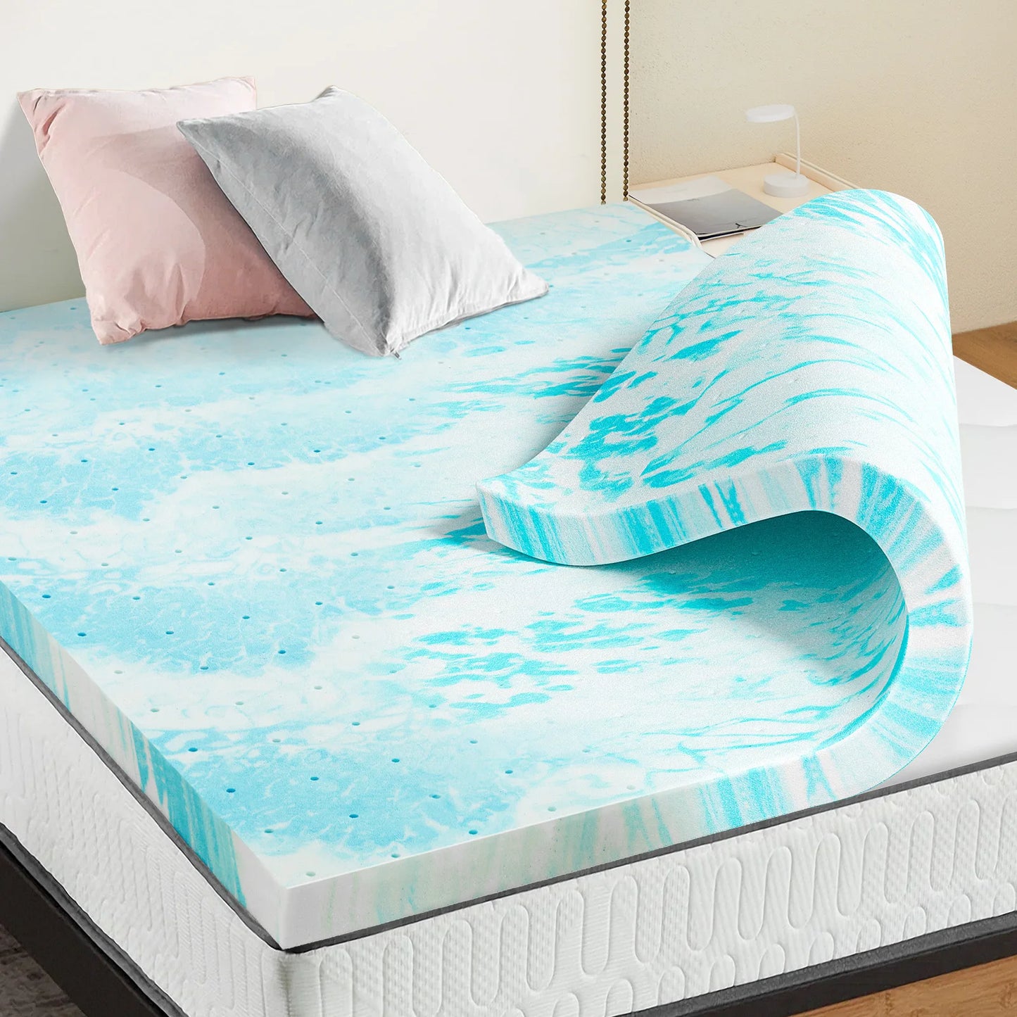 JHK Gel Memory Foam Mattress Topper 2 to 3 Inch Full Size Cooling Bed Topper