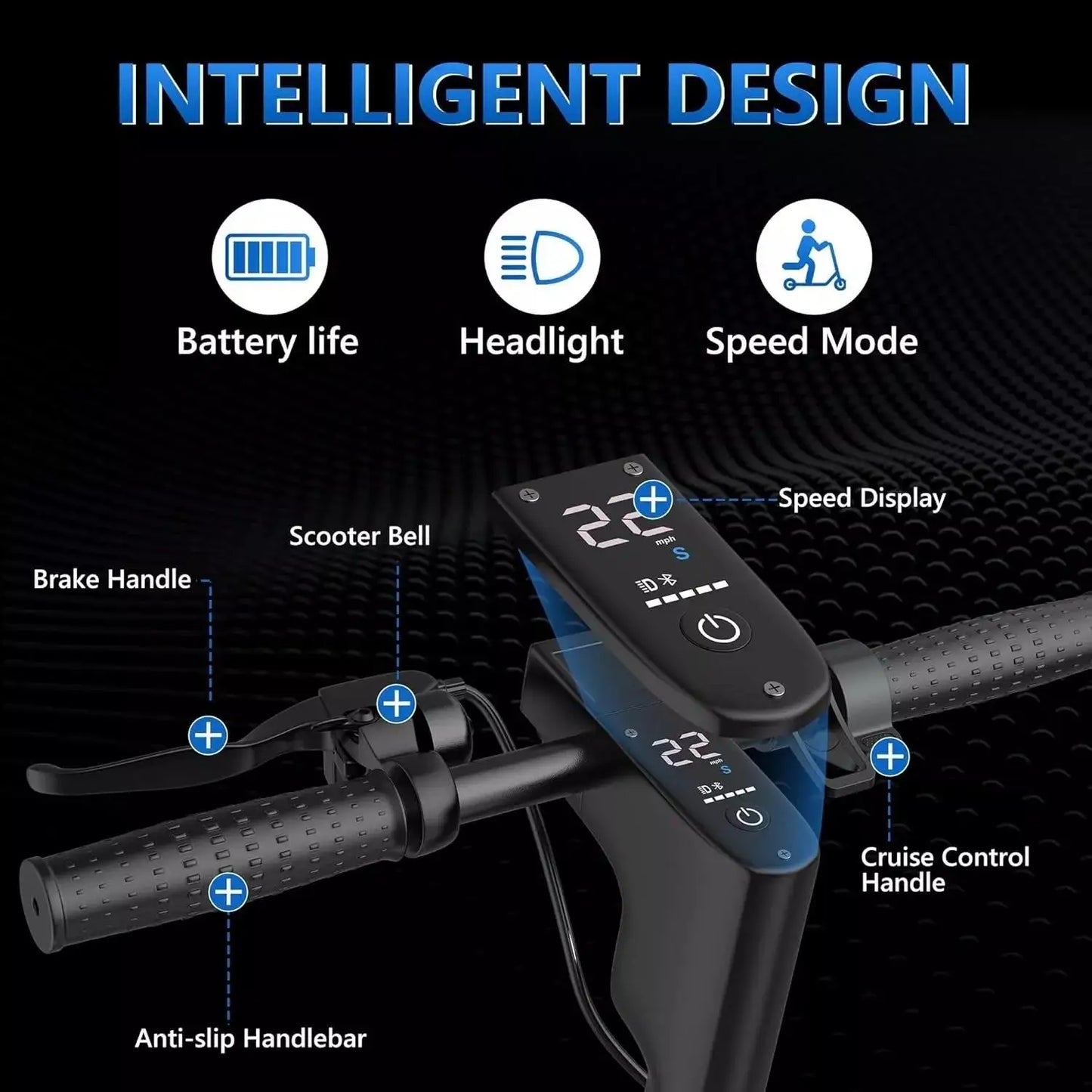 LADPED LPMAX 10" Solid tires Folding Electric Scooter 22MPH 500W 14.5AH 28Miles Super Long Range Dual Shock Absorber EScooter