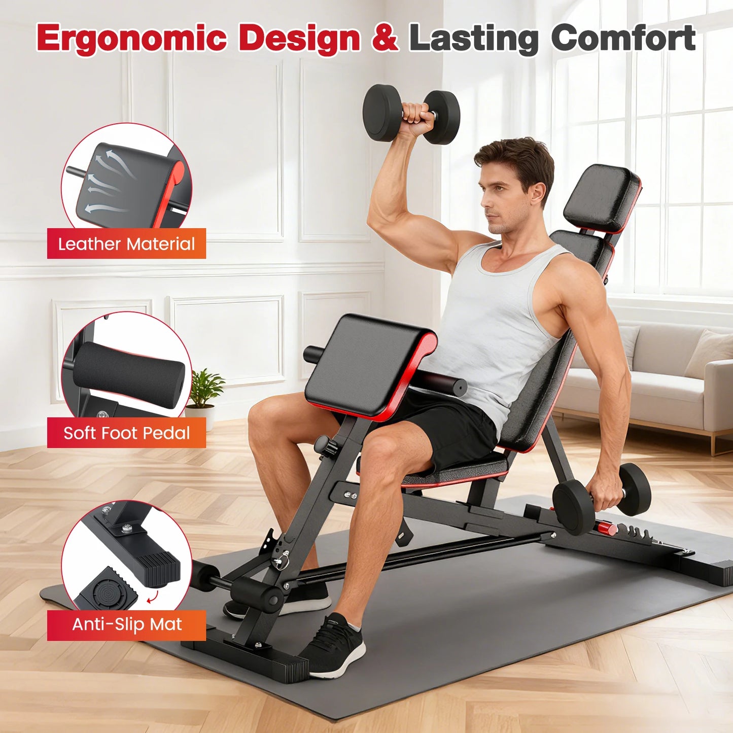 Foldable Adjustable Dumbbell Bench Roman Chair For Home Gym And Weightlifting