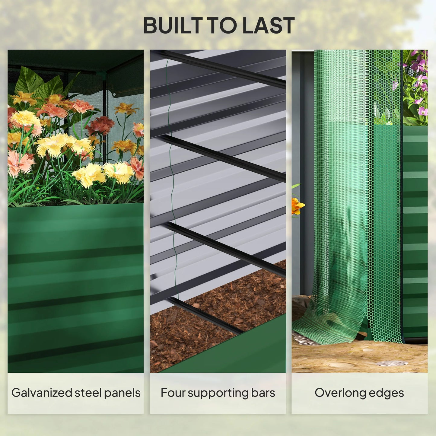 Galvanized Raised Garden Bed with Crop Cage & Shade Cloth, Green