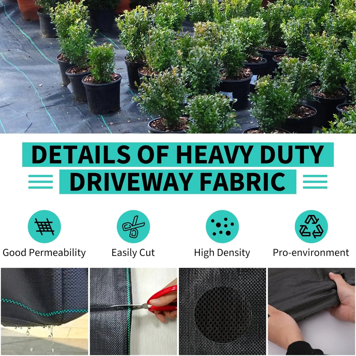 Heavy Duty Weed Barrier Landscape Fabric Woven Garden Cloth For Greenhouse Yard