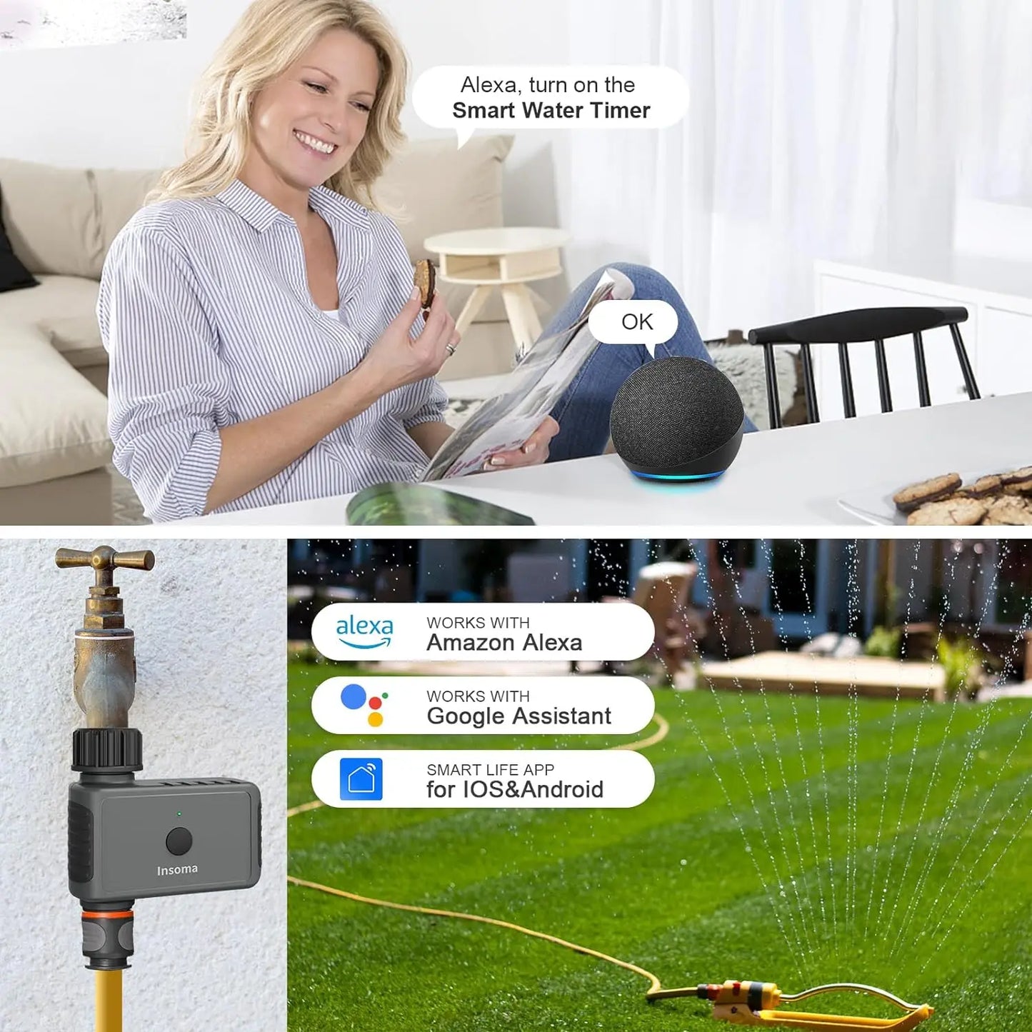 Insoma WiFi Automatic Sprinkler Timer Garden Smart Irrigation With Alexa