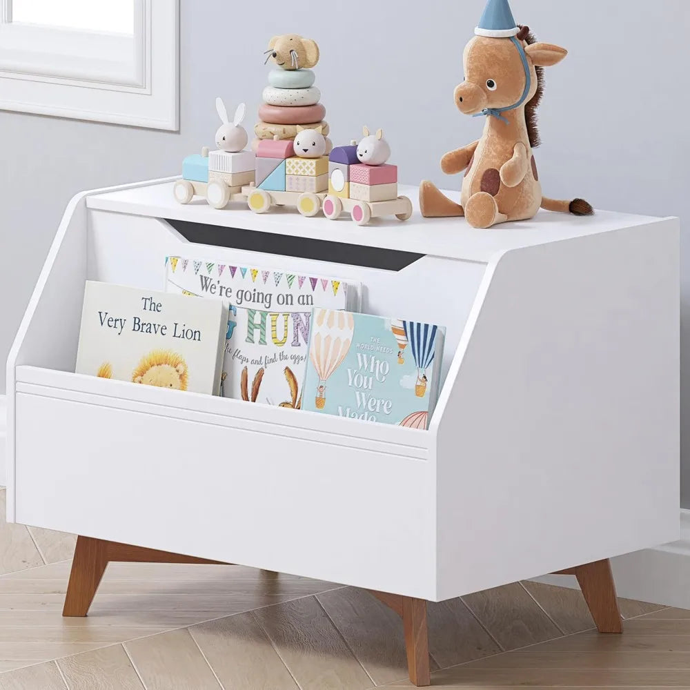 Wooden Kids Toy Box With Book Storage Bench Montessori