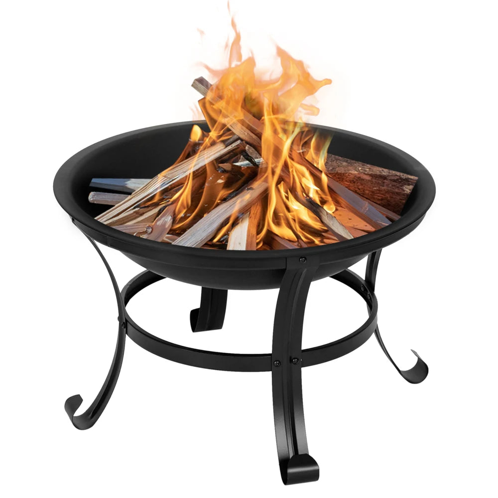 22 Inch Curved Feet Iron Brazier Wood Fire Pit Poolside