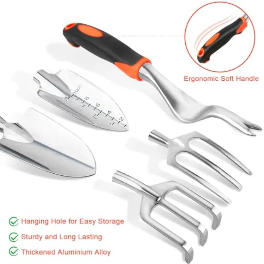 Garden Tools Set, 8 Pcs Gardening Tools Set with Non Slip Ergonomic Handle, Heavy Duty Garden Tool Set with Storage Bag, Garden