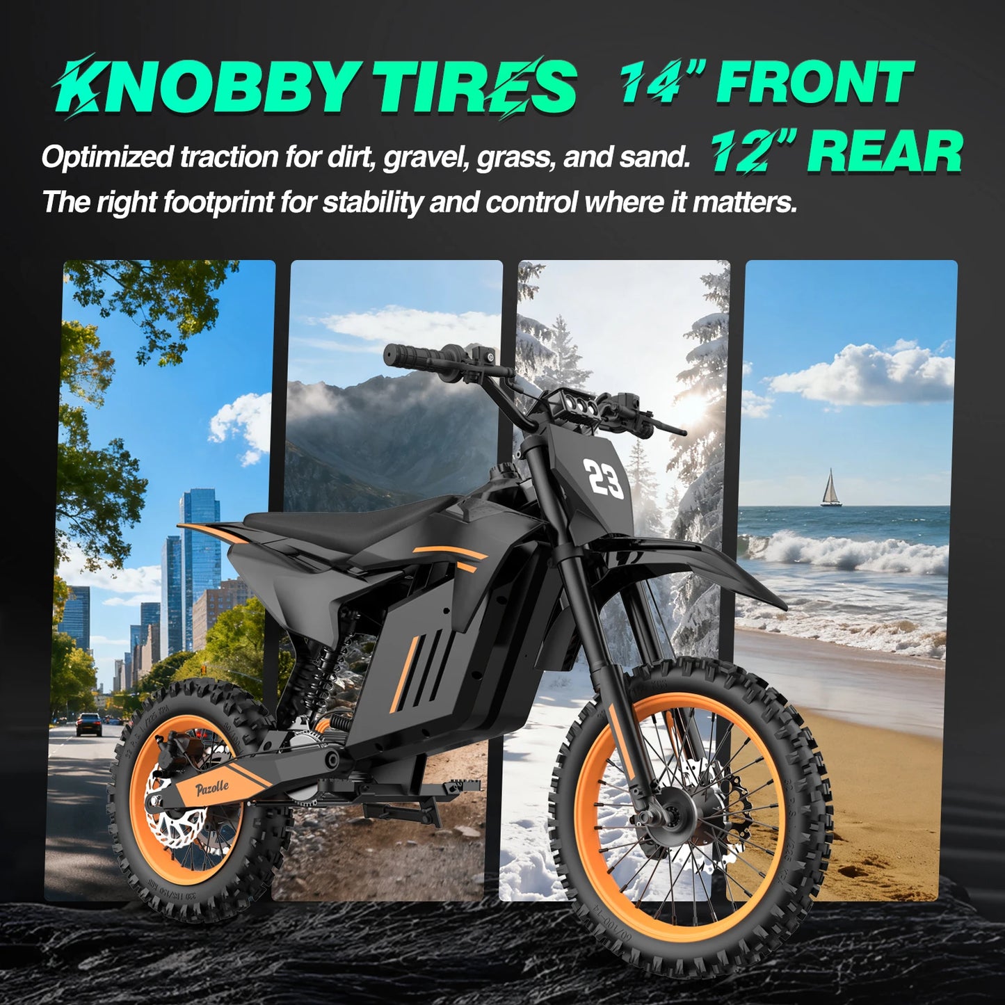 Pazolle 3000W Electric Dirt Bike With Hydraulic Brakes 48V 30Ah All Terrain