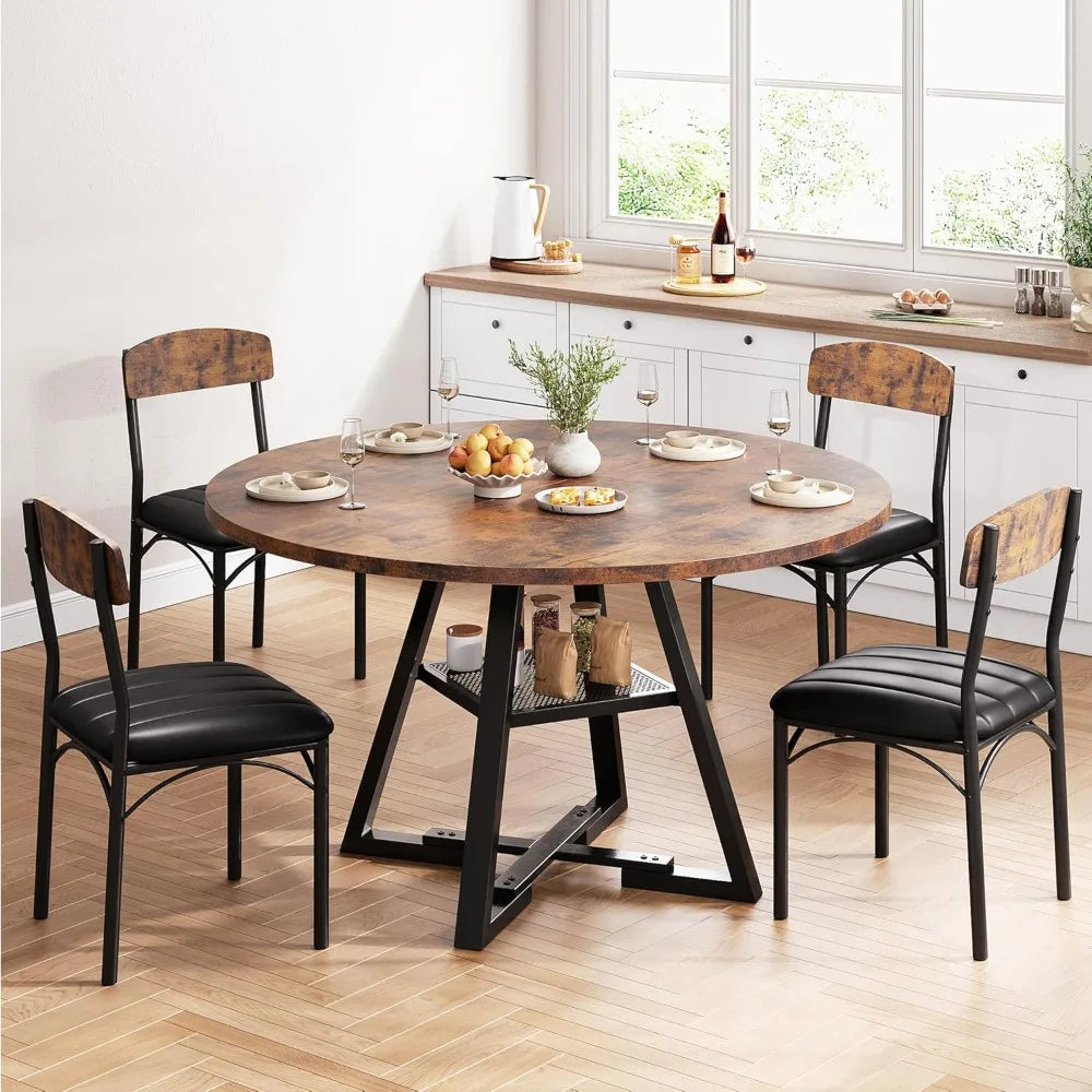 Round Dining Table Set For 4 Pedestal Circle Table Chairs