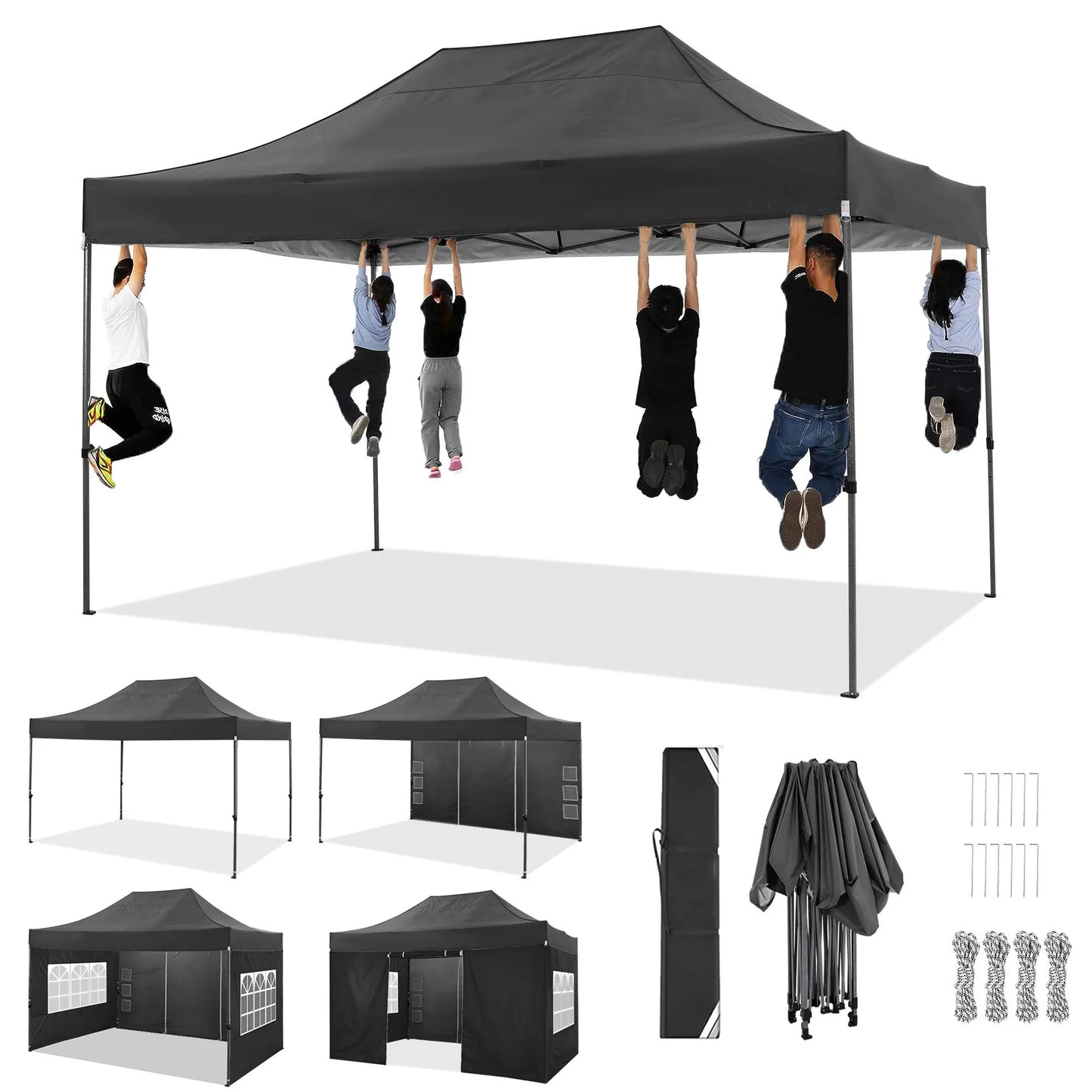 10x15 Heavy Duty Pop Up Canopy Tent With Four Sidewalls