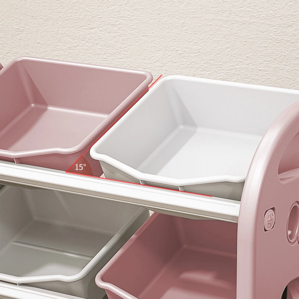 Kids Toy Storage Organizer With 6 Bins Multi Functional Furniture Set HDPE