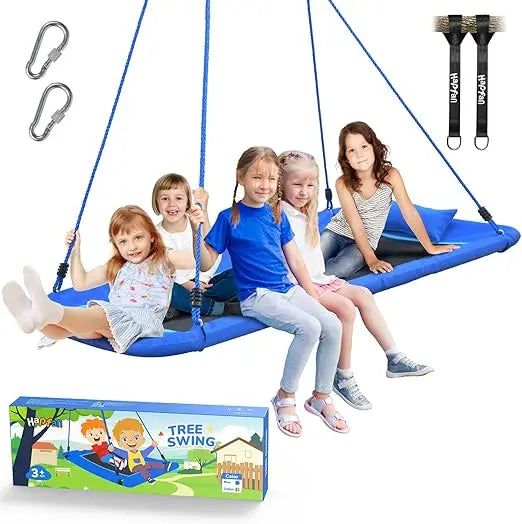 800lbs 60" Platform Tree Swing for Kids and Adults with Pillow, Heavy Duty Large Rectangle Swing for Kids Outdoor, Textilene Fa