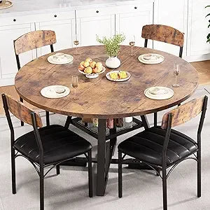 Round Dining Table Set For 4 Pedestal Circle Table Chairs