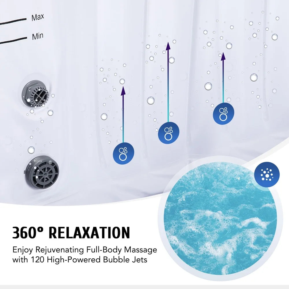 Inflatable Round Spa Hot Tub For 6 Adults With 130 Jets