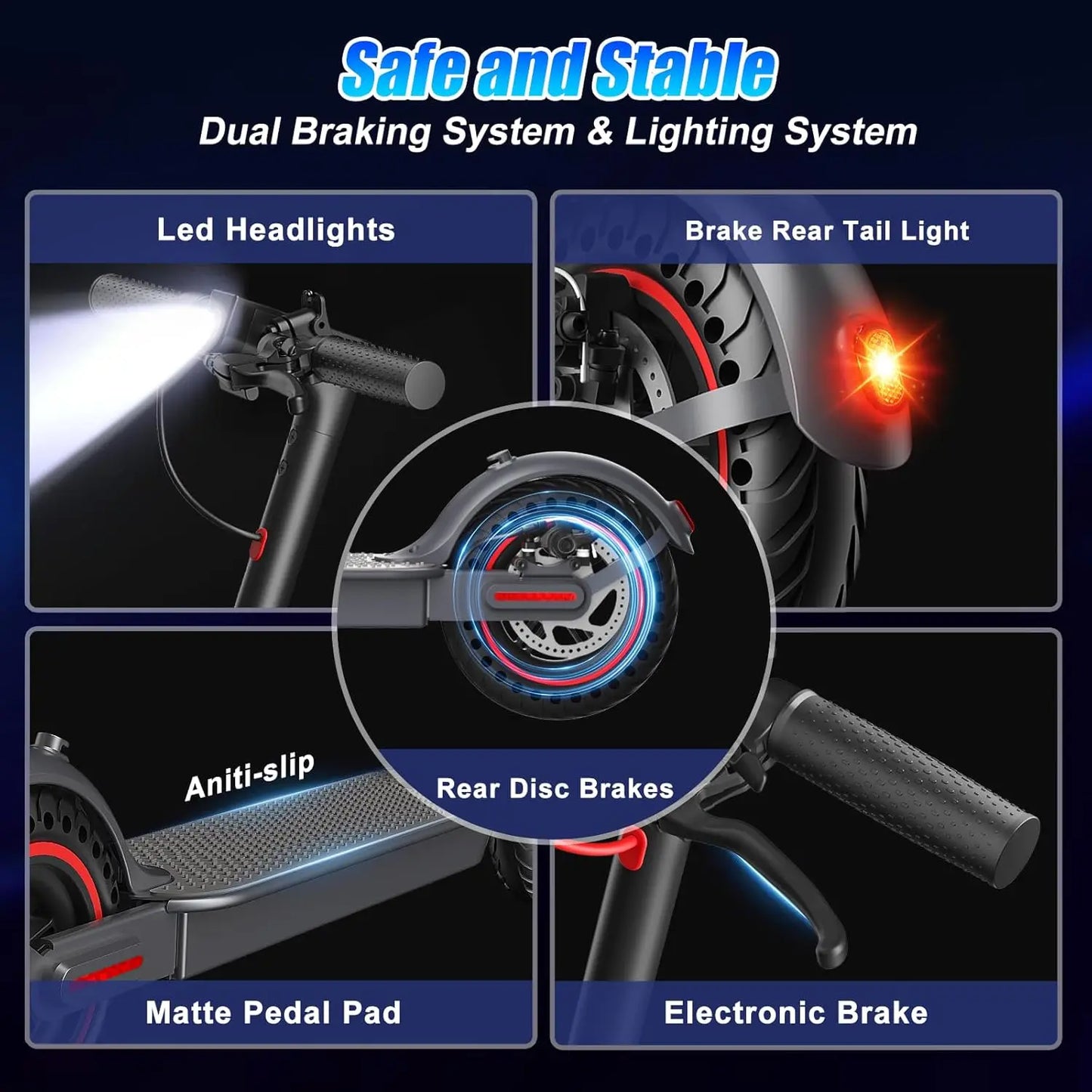 350W Folding Electric Scooter 36V Battery 18 MPH 15 Mile Range App