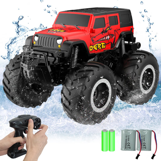 STEMTRON Amphibious Remote Control Car Toys for Boys 2.4 GHz 1:16 All Terrain Off-Road RC Car Waterproof RC Monster Truck
