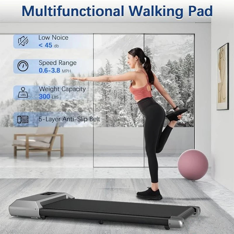 300lbs Capacity Home Treadmill 2.5HP 2 In 1 Walking Running Machine LCD Display