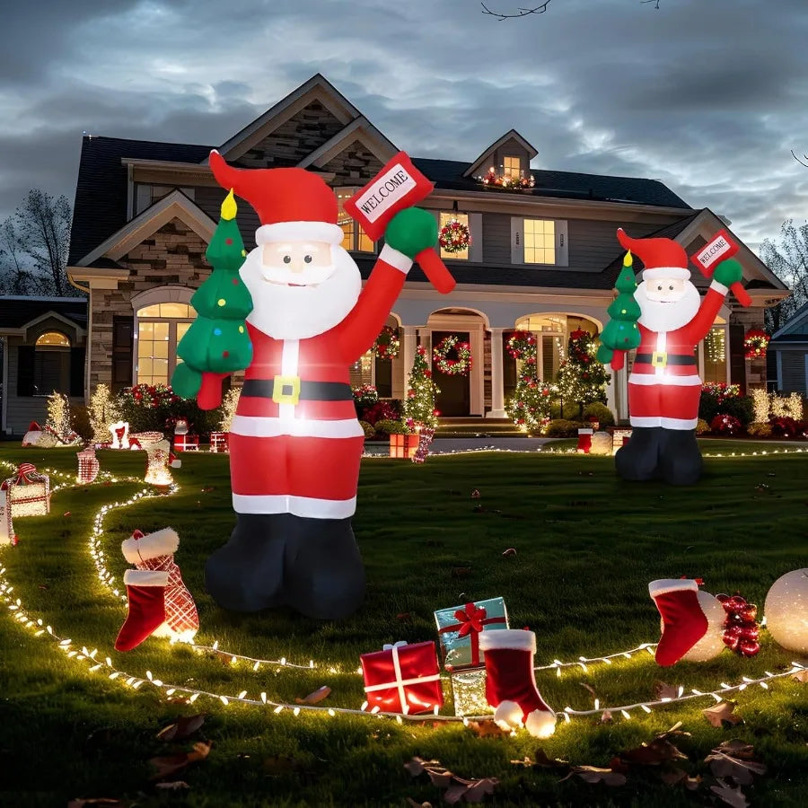 6 FT Christmas Inflatable Santa Claus Outdoor Decorations with BuiltIn LEDs BlowUp Santa for Yard Decorations Inflatable Xmas D