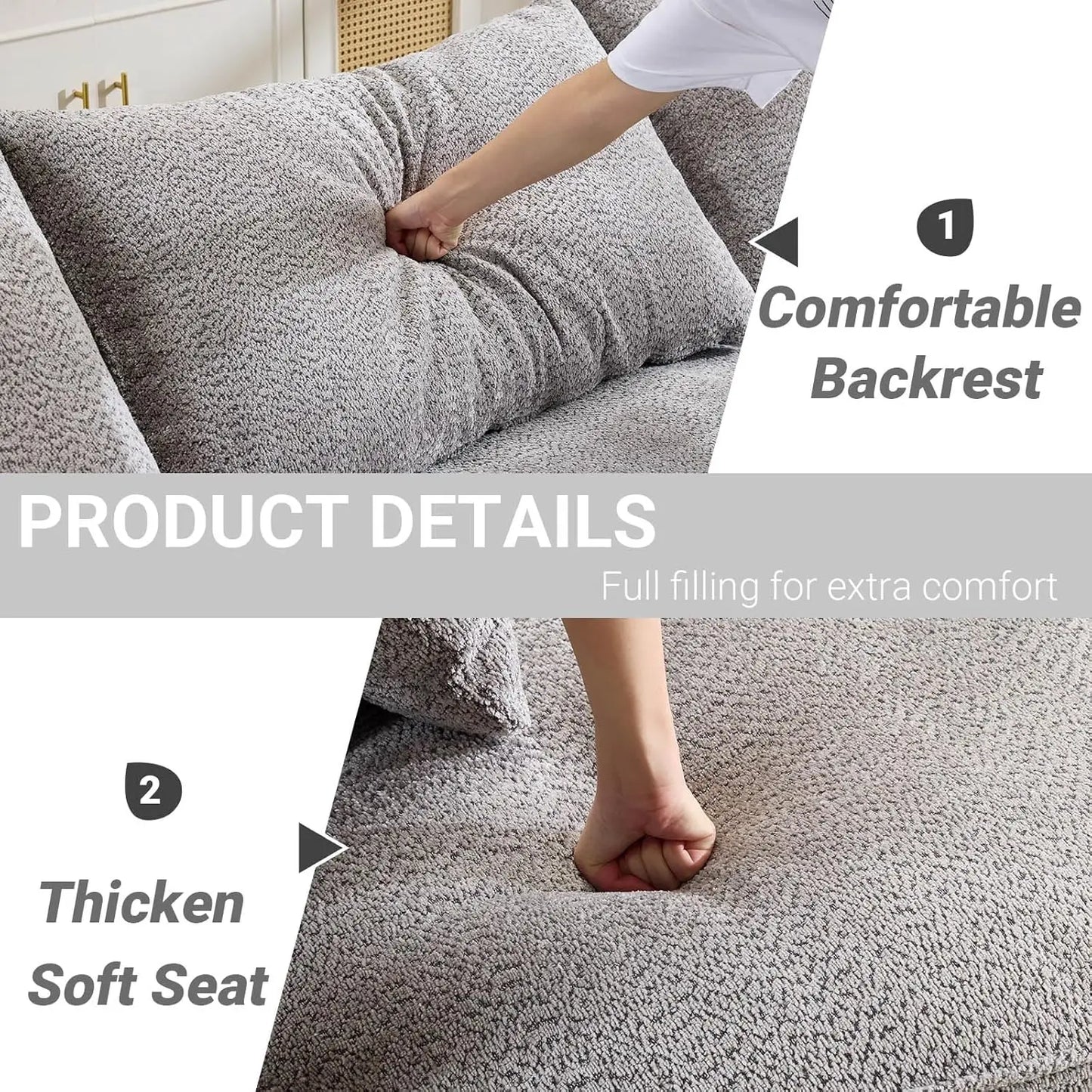 126.4 Inch Oversized L Shaped Boneless Sofa With Deep Seat And 7 Pillows