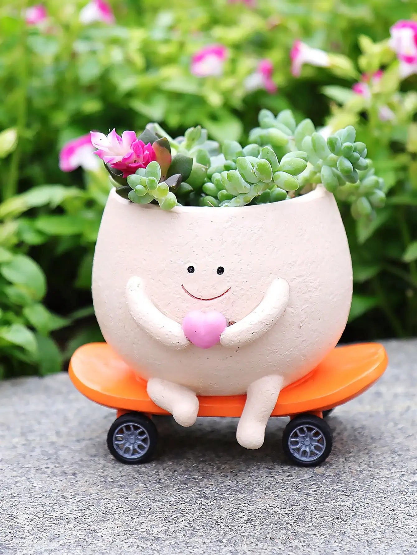 Smiling Face Planter, Cute Guitar Design, With Drainage Hole, Funny Small Flower Pot, Suitable For Indoor Succulents, Unique Gift For Plant Lovers