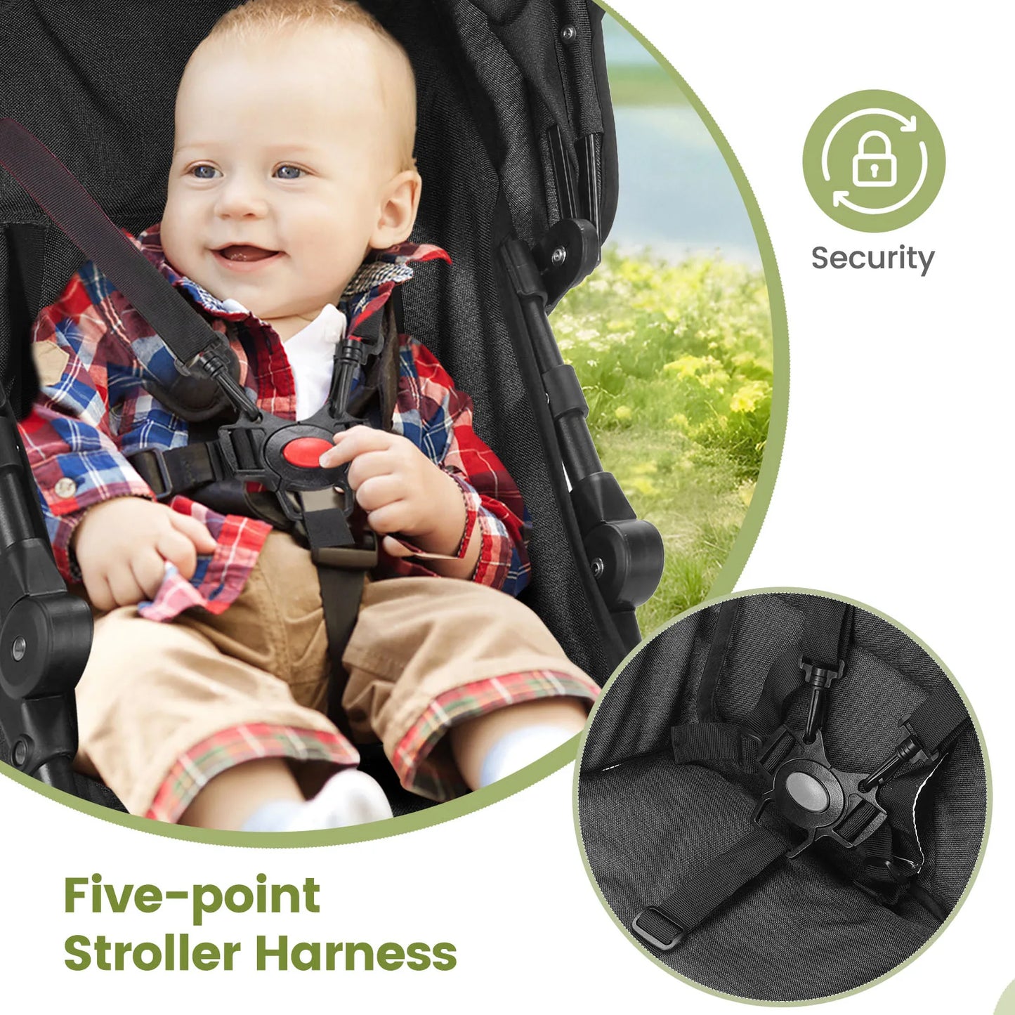 Lightweight Folding Kids Stroller Sit Or Lie Down Four Wheel