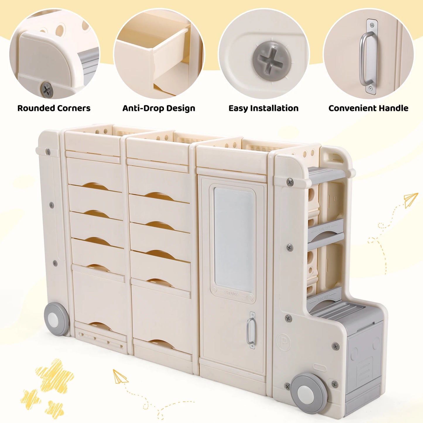 AOOU Kids Truck Shaped Toy Organizer Storage Cabinet