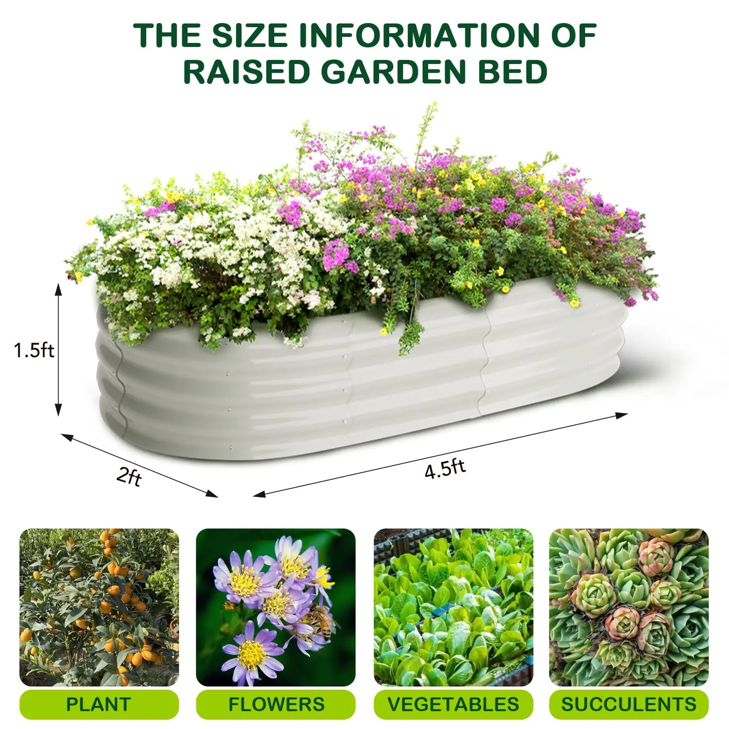 Two Pack Oval Galvanized Steel Raised Garden Beds With Open Base Safety Edge