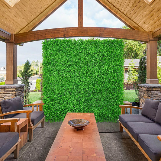 12pcs Artificial Boxwood Panel 24"x16"Eucalyptus Grass Hedge Panels UV Protected Suitable Fence Garden Wedding Backyard Decor