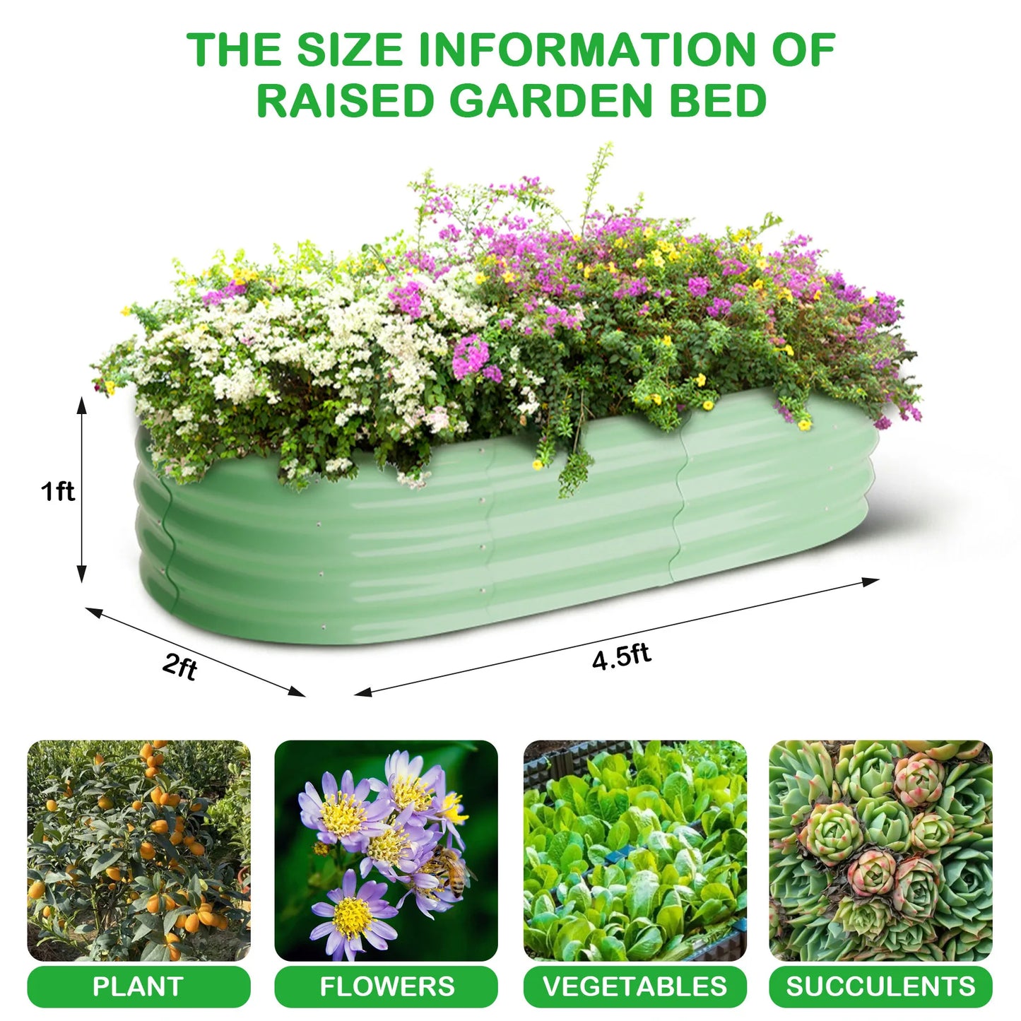 Two Pack Oval Galvanized Steel Raised Garden Beds With Open Base Safety Edge