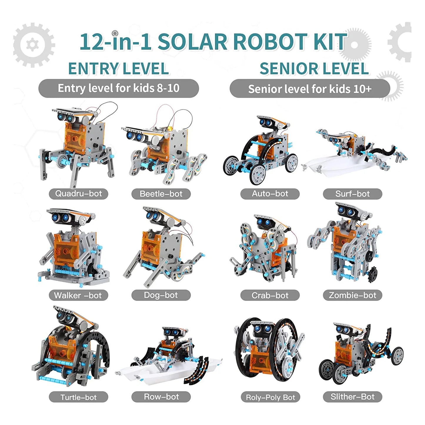 12-In-1 Stem Solar Robot Kit Toys Gifts For Kids 3-8 Years Old Educational Building Science Experiment Set Birthday Gifts Boys