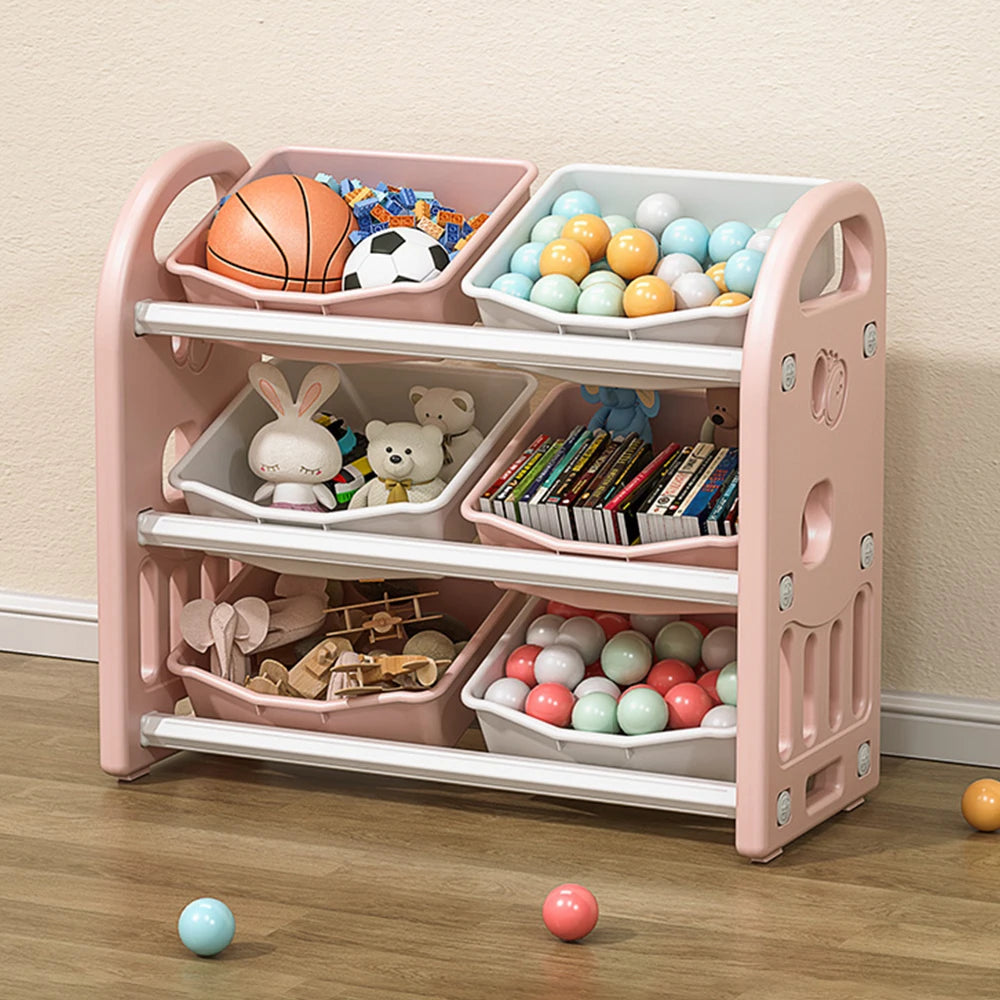 Kids Toy Storage Organizer With 6 Bins Multi Functional Furniture Set HDPE