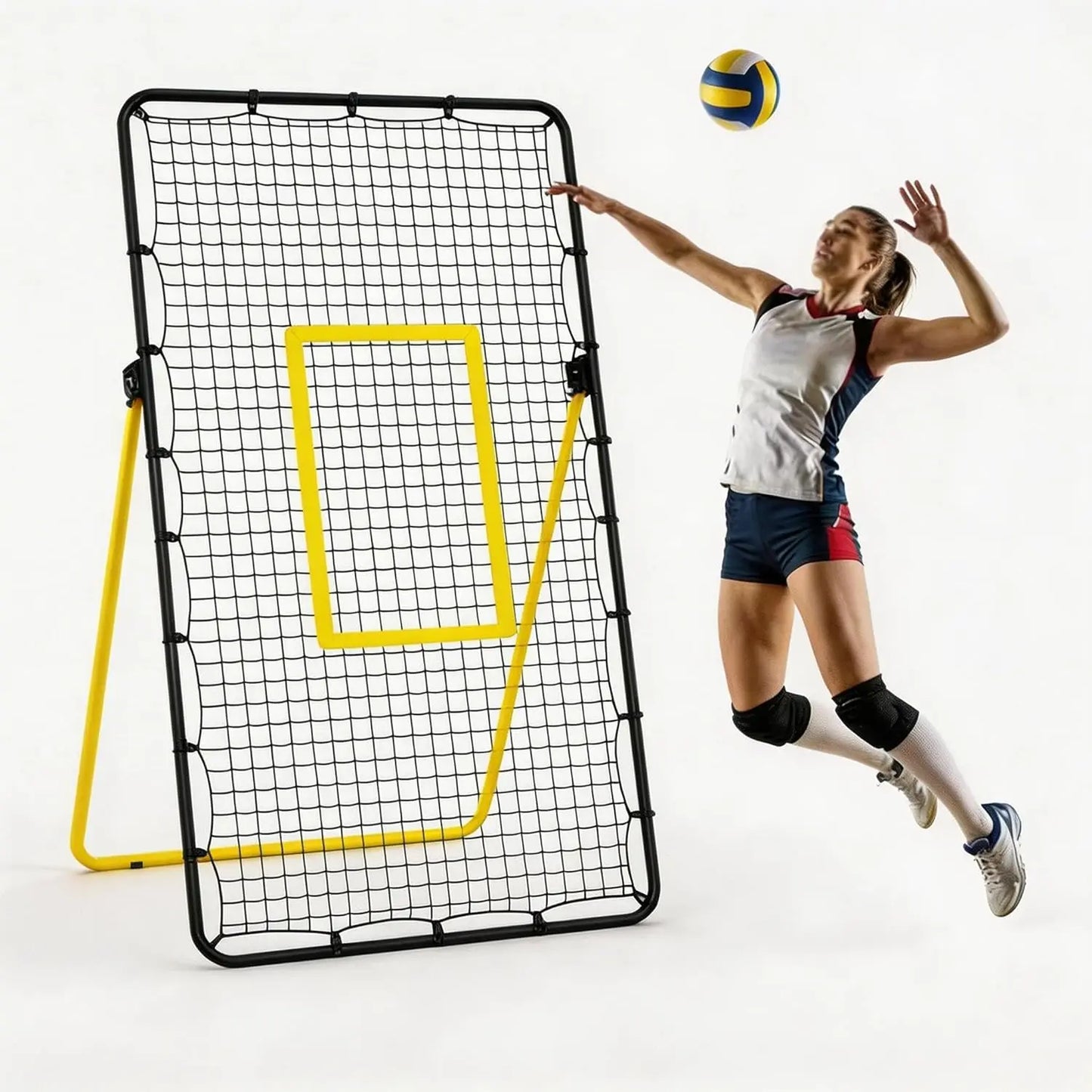 7x4ft Volleyball Rebounder Net Adjustable Angle For Solo Training Practice