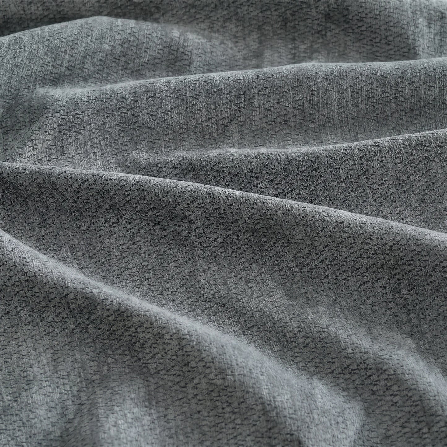 Modern Blue L Shaped 3 Seater Sofa Chenille Fabric Sectional With Ottoman