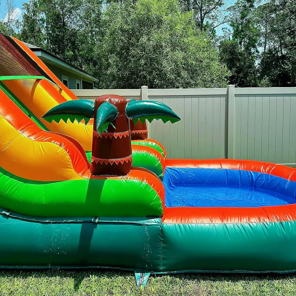 King Inflatable Water Pool With Double Slide Bubble Ball For Outdoor Summer Play