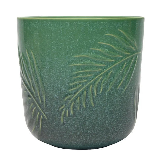 8 Inch Ceramic Planter With Botanical Design For Indoor And Outdoor Plants