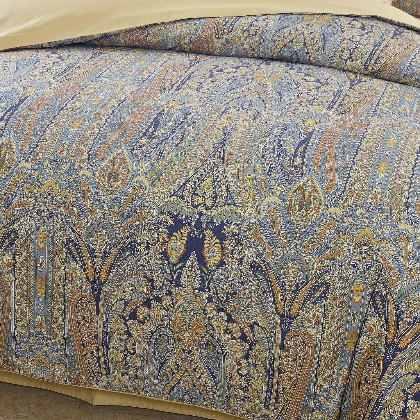 3Pc 600TC 100 Percent Egyptian Cotton Duvet Cover Set Bohemian Paisley Royal