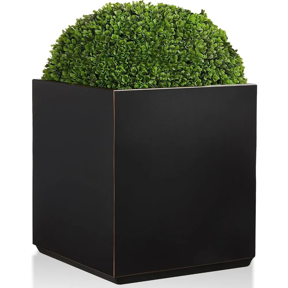 Metallic Heavy Cube Planter Box, No Assemble, Seamless Large Square Planter for Trees, Plants and Flowers