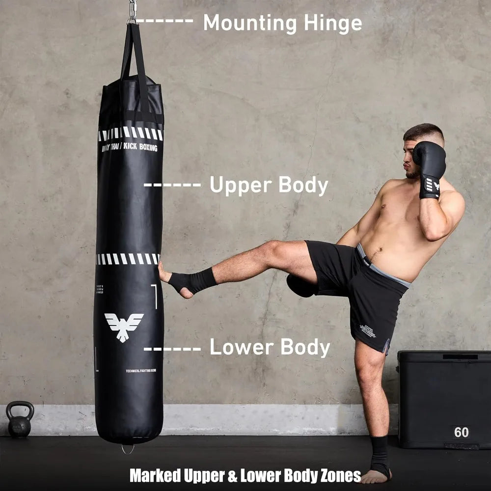 Muay Thai Punching Bag Set With Gloves And Reflex Ball 100 Lbs Heavy Unfilled