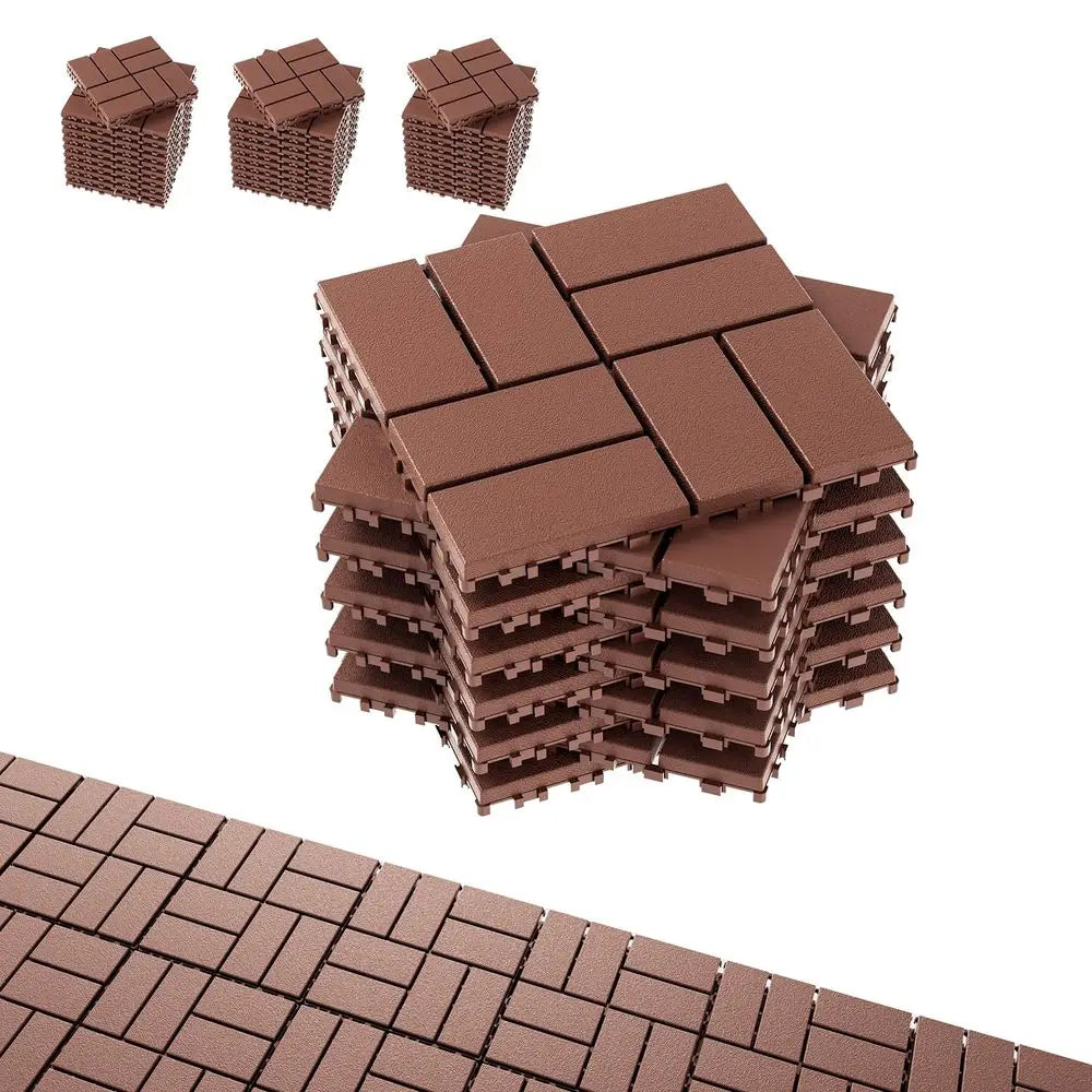 Interlocking Deck Tiles, Patio Deck Tiles, 44 Pack Deck Tiles Interlocking Outdoor All Weather, 12"x12", 8 Slat, 44 Sq. t, Highl