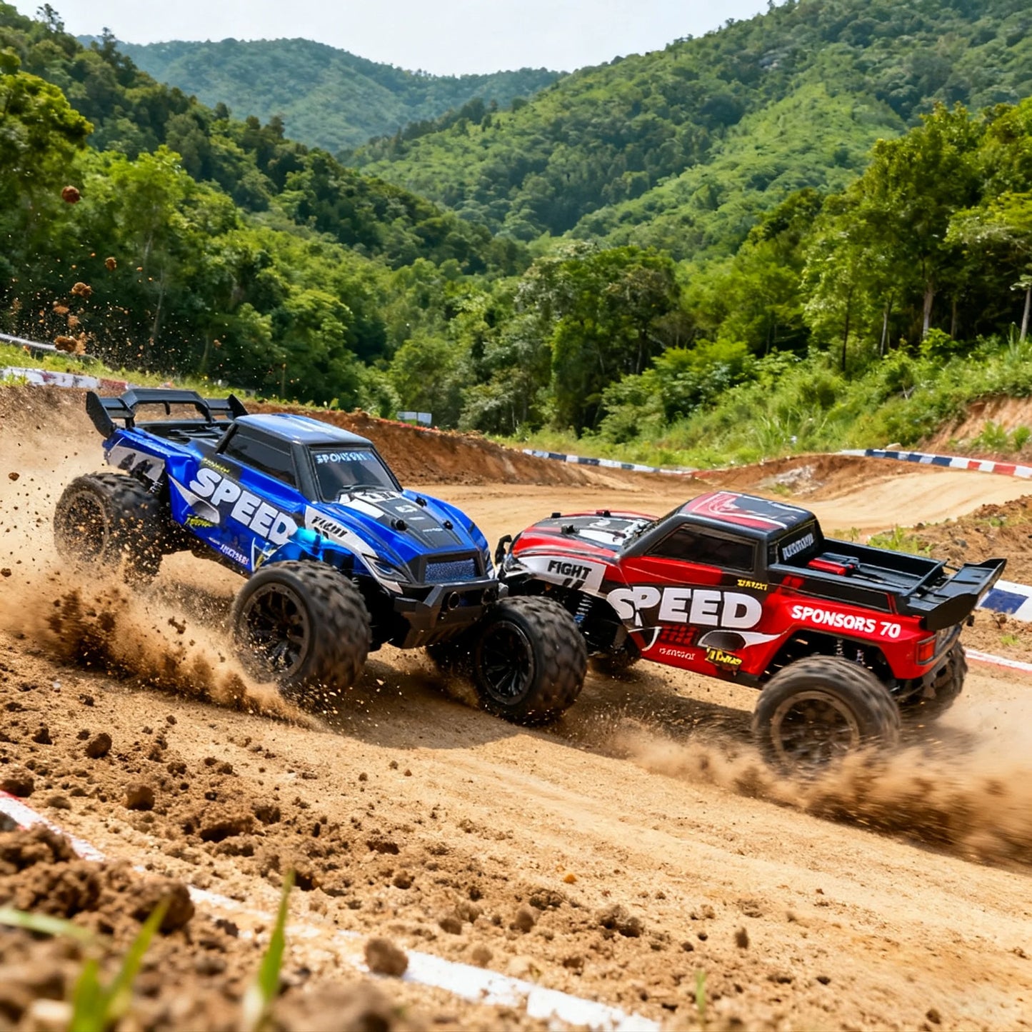 2.4GHz Four Wheel Drive RC Off Road Truck With LED Lights All Terrain Tires