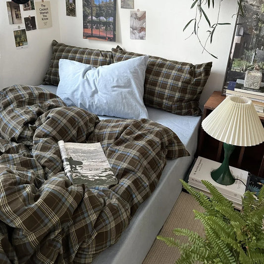 Queen Size Buffalo Plaid Duvet Cover Set 3 Piece Bamboo Fiber Bedding