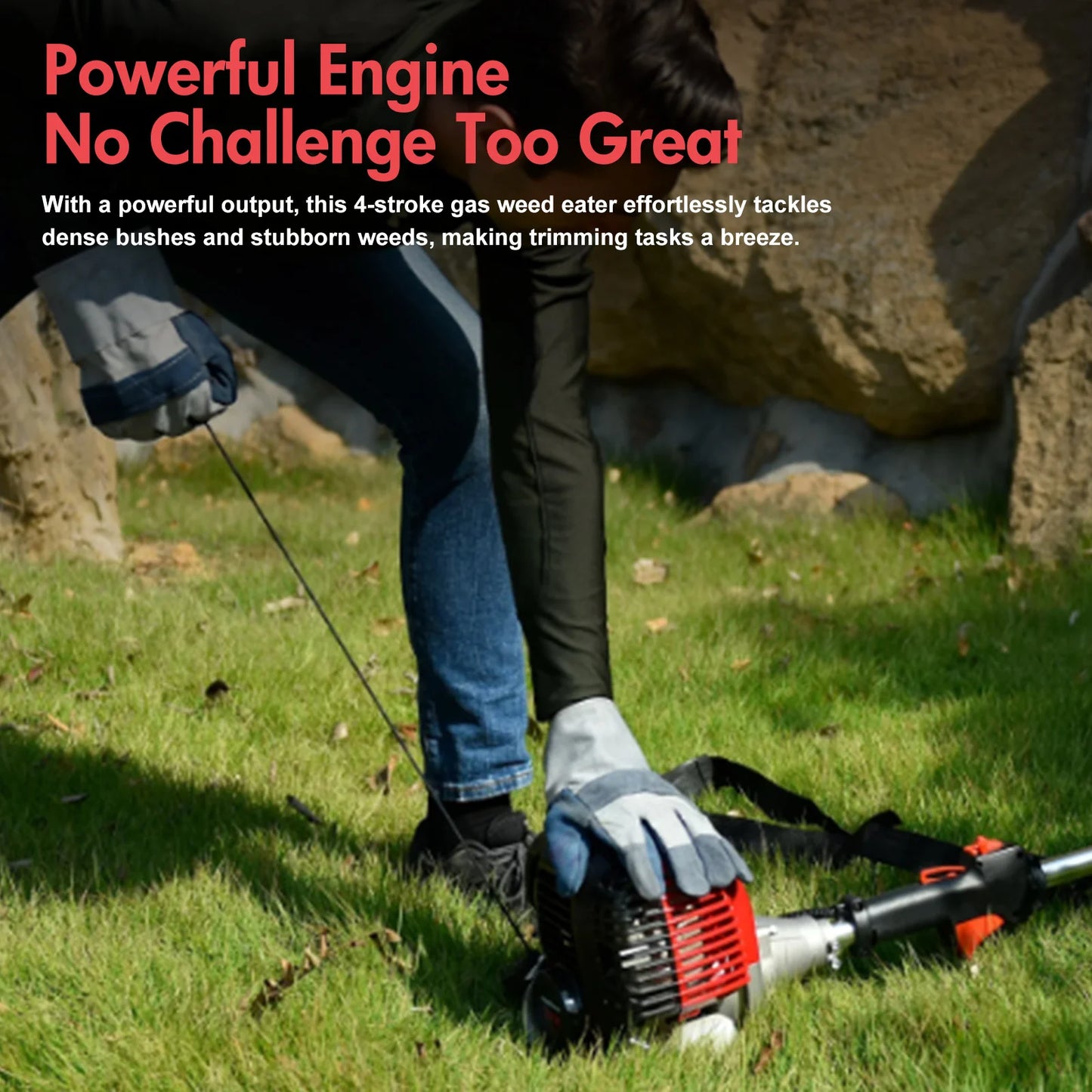 4 Stroke Gas Weed Eater 31cc 13 Inch Straight Shaft Lawn Trimmer