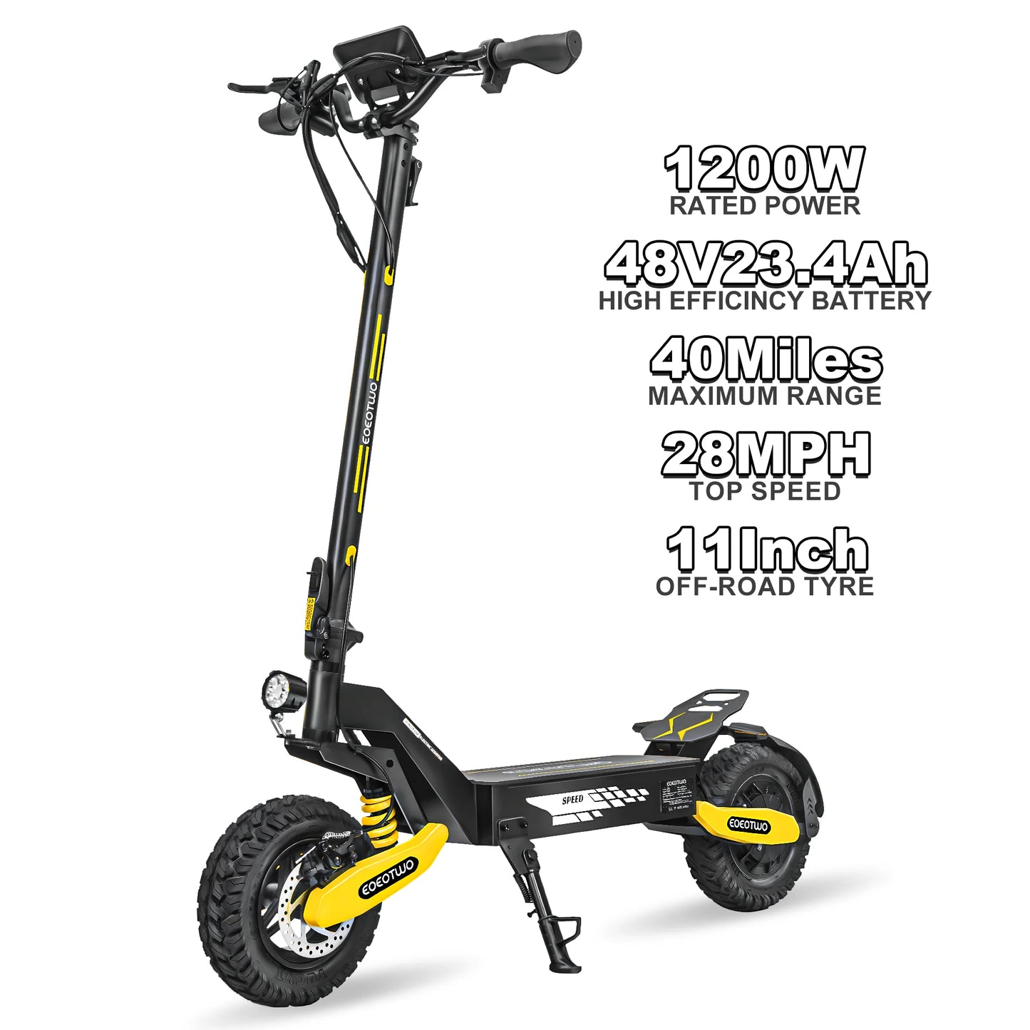 1200W Off Road Electric Scooter for Adults 48V 30MPH Foldable 11 Inch Tubeless