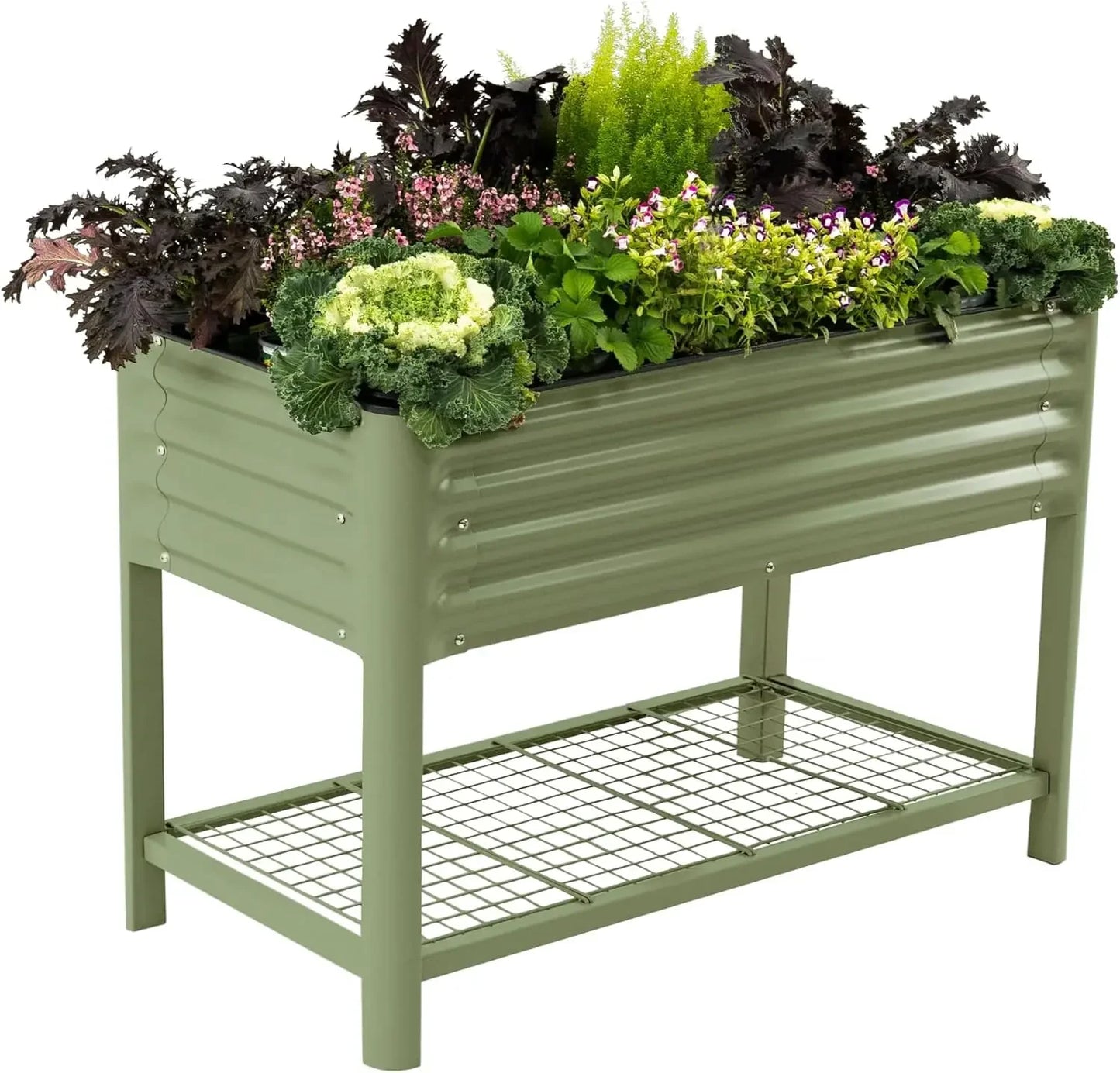 Elevated Garden Bed-V Series, Raised Garden Beds with Legs & Storage Rack for Lawn & Patio, Outdoor Planter Box for Gardening