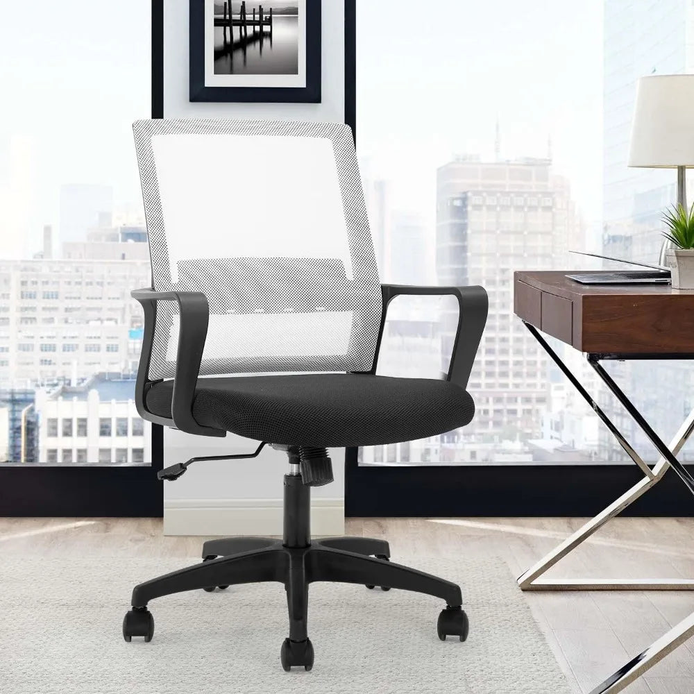 Office Chair Ergonomic Desk Chair Mid-Back Mesh Computer Chair Lumbar Support Comfortable Executive Adjustable Black