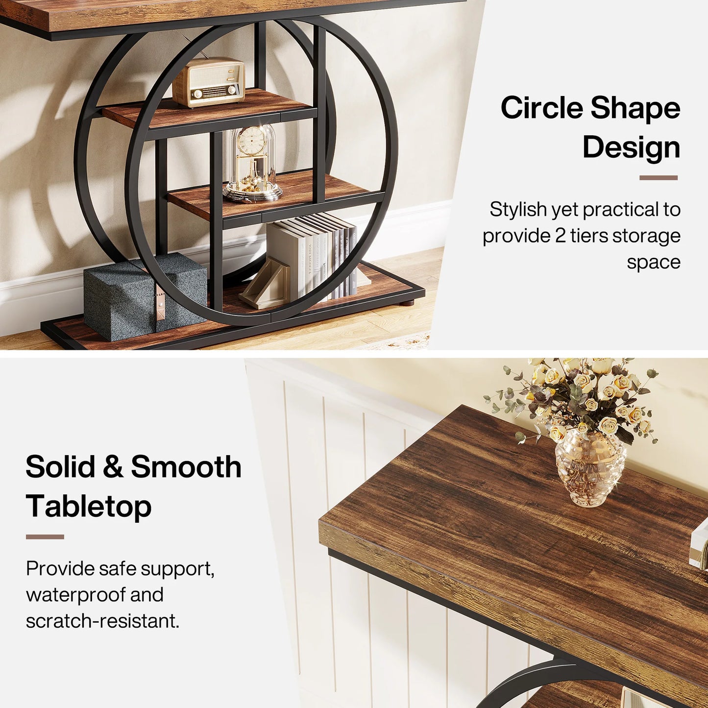 Console Table 4 Tier Entryway Table 41.3 Inch Industrial Sofa Table Living Room