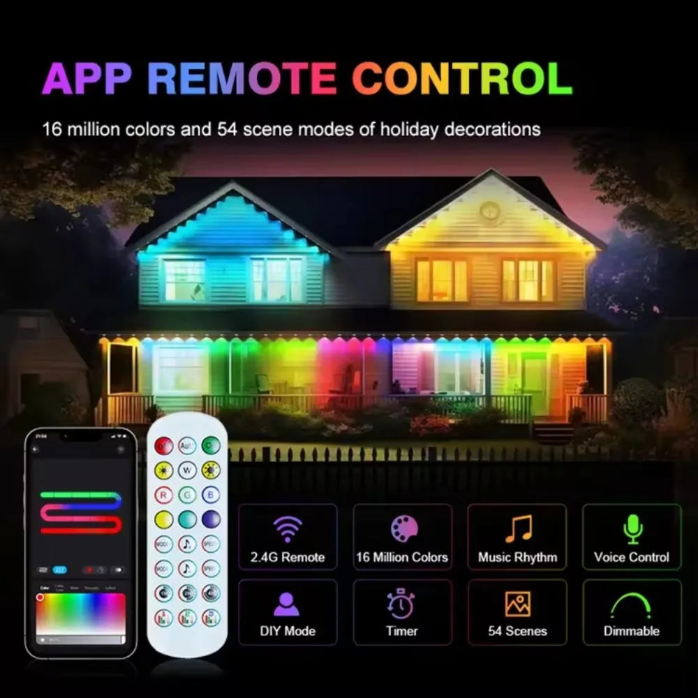 IP67 Waterproof Outdoor String Lights With App Remote Control And Music Sync