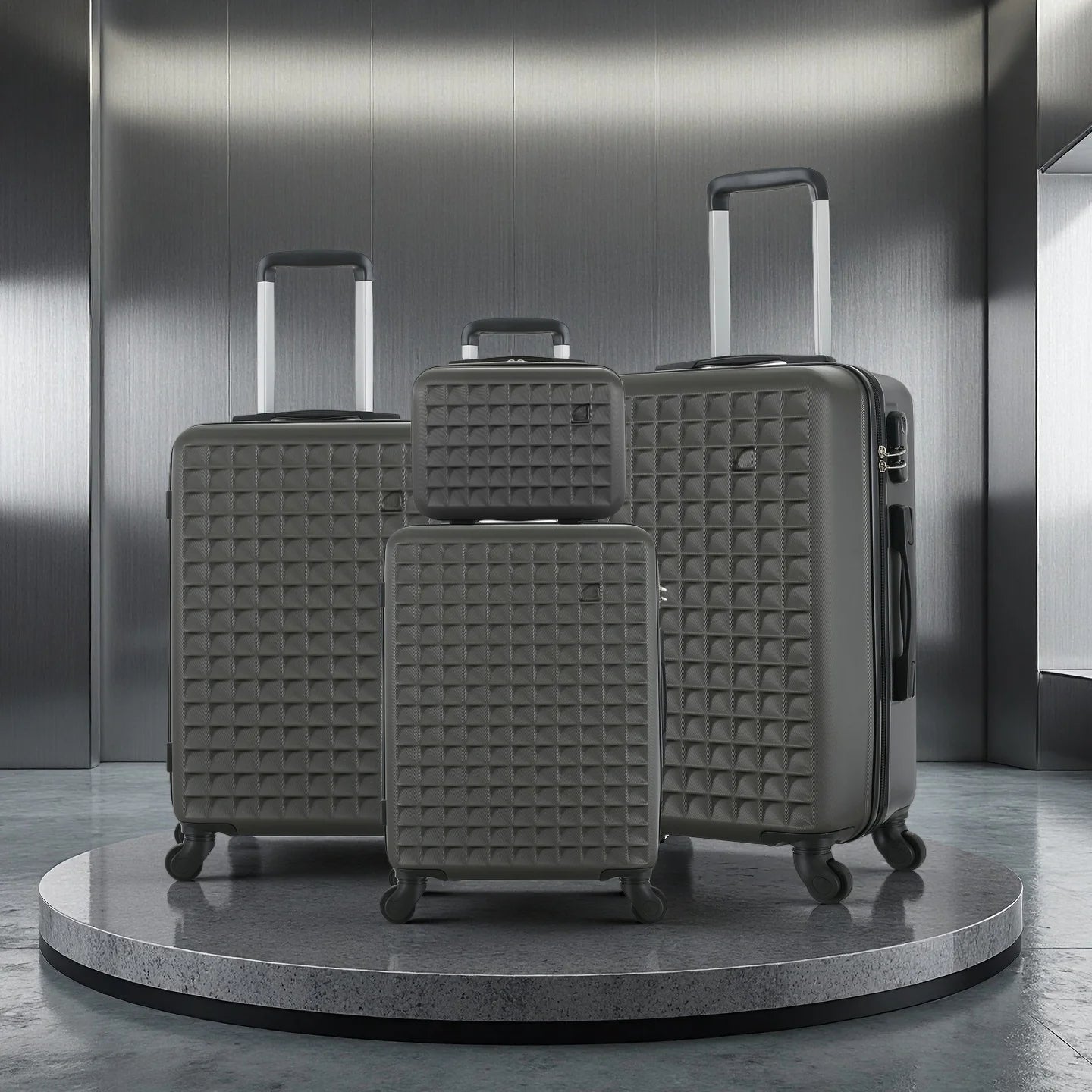 4 Piece ABS Hardside Spinner Luggage Set 18 23 27 13 Cosmetic Case 3 Digit Lock