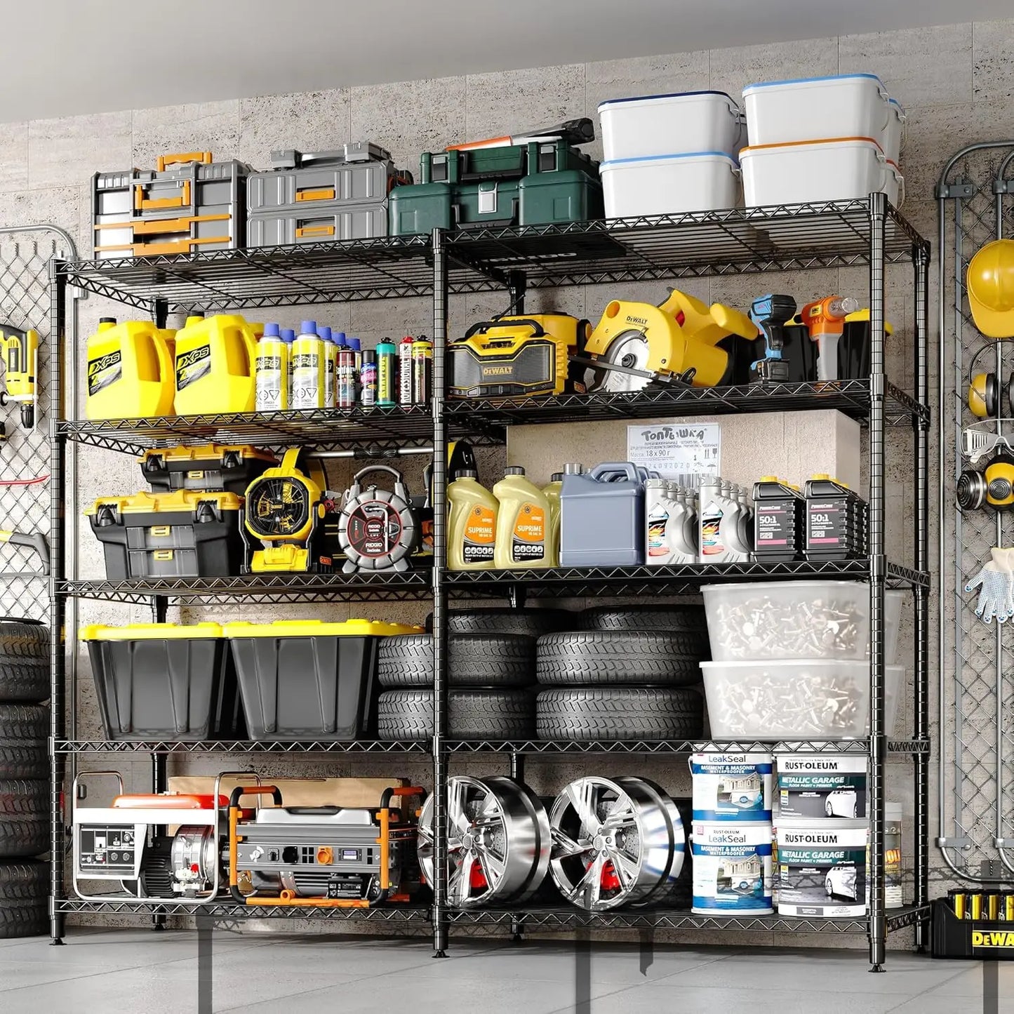 5 Tier Metal Wire Storage Rack L Shaped Industrial Shelving For Kitchen Pantry